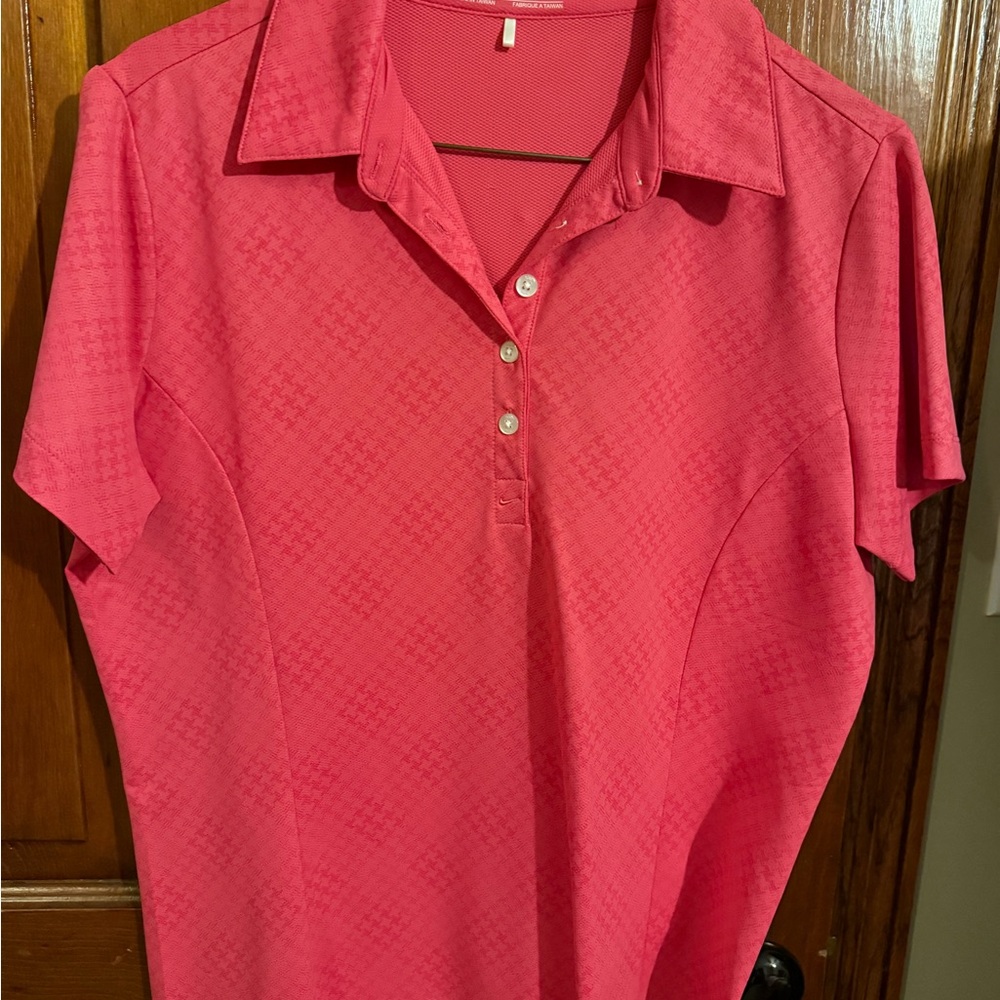 Nike Golf Nike FitDry Pink Button Down Polo Top